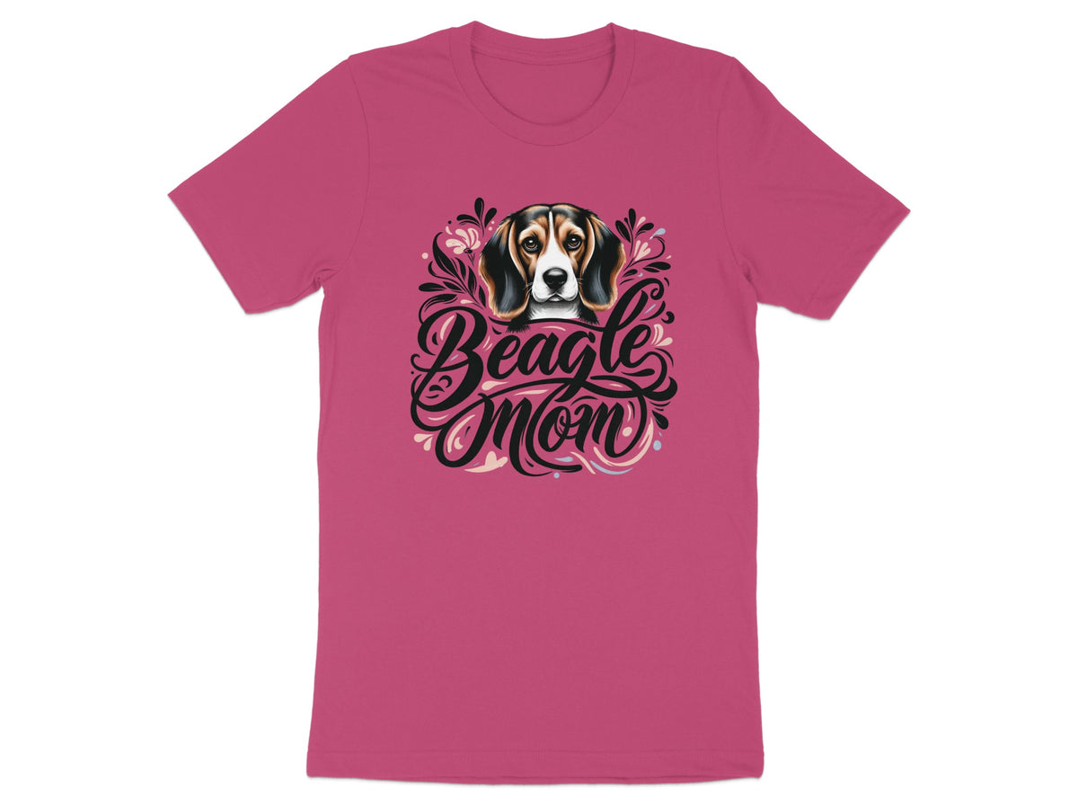 Pink t-shirt with a Beagle dog portrait and "Beagle Mom" text.