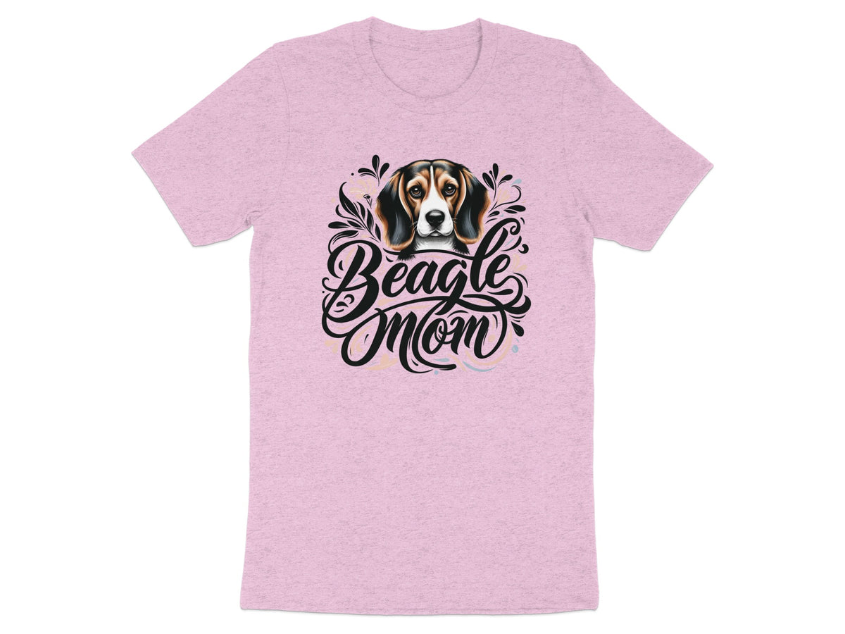 Pink t-shirt with Beagle Mom text and a Beagle dog's head.