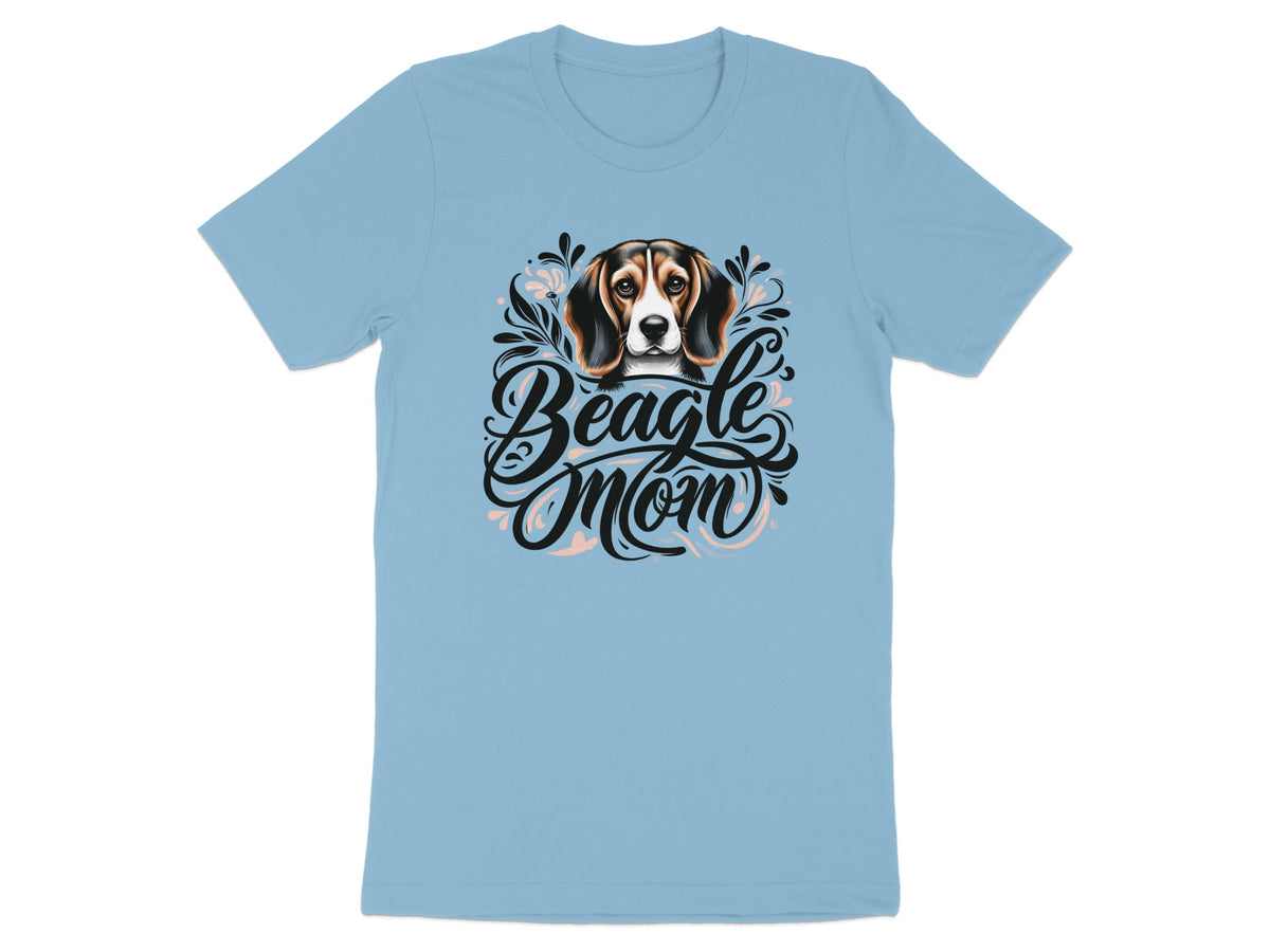 Light blue t-shirt with "Beagle Mom" text and a beagle illustration.