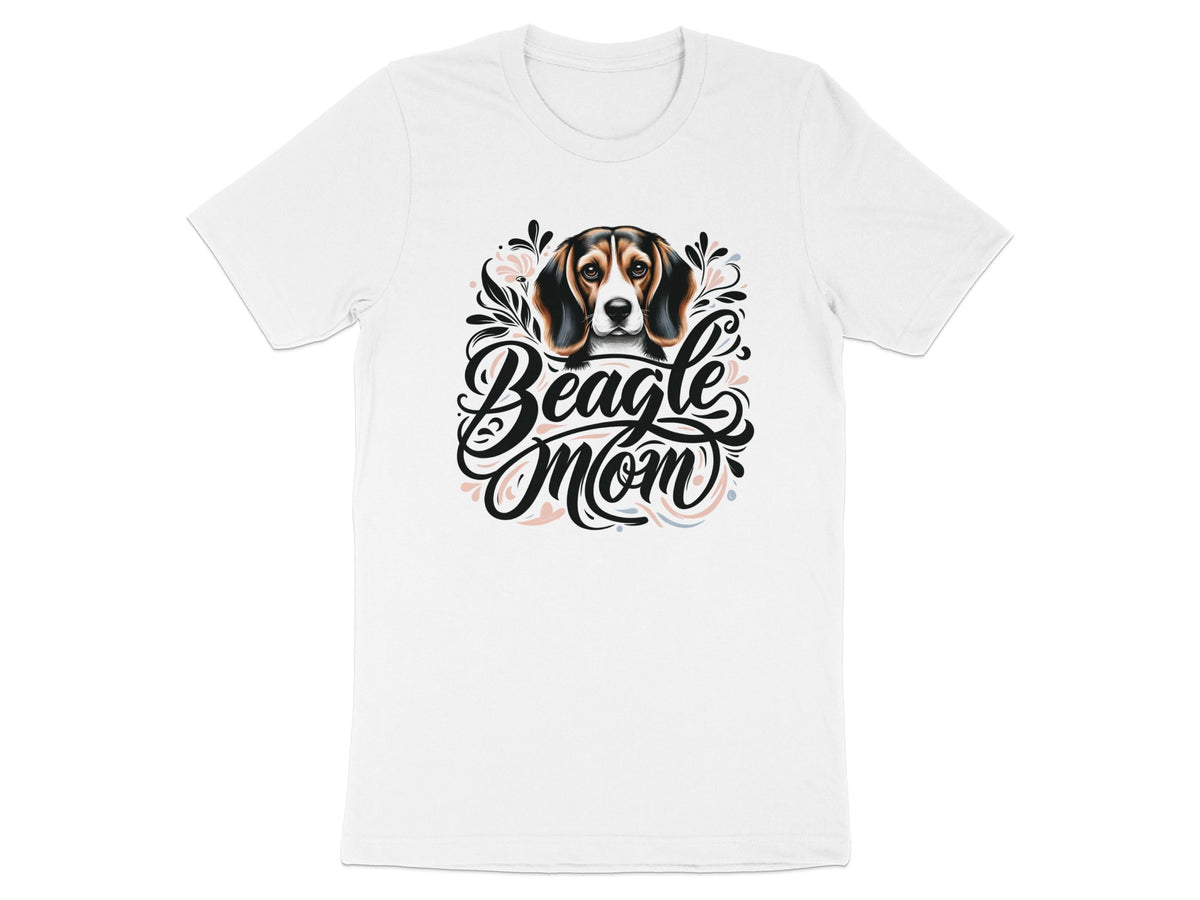 White t-shirt with "Beagle Mom" text and Beagle dog illustration.