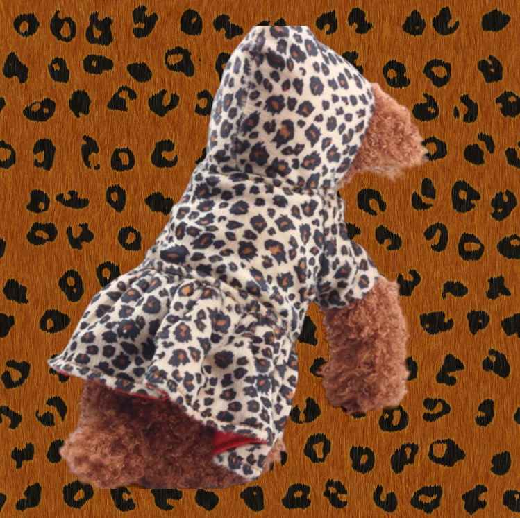 Pets Dogs Leopard Pattern Coat Dress for Small Dog and Puppy