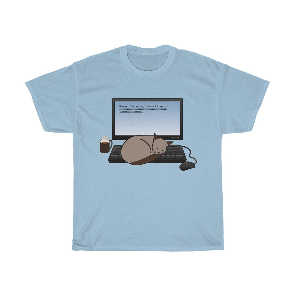 Sleeping Cat on Computer Keyboard Unisex T-Shirt