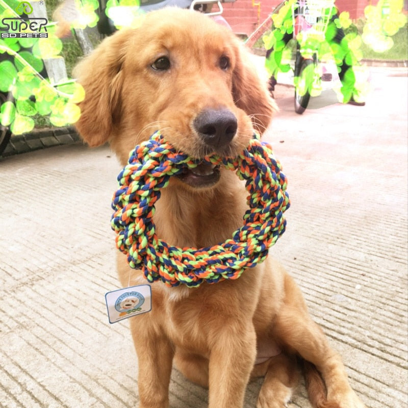 Bite Resistant Cotton Rope Ring Toy For Dogs Pets