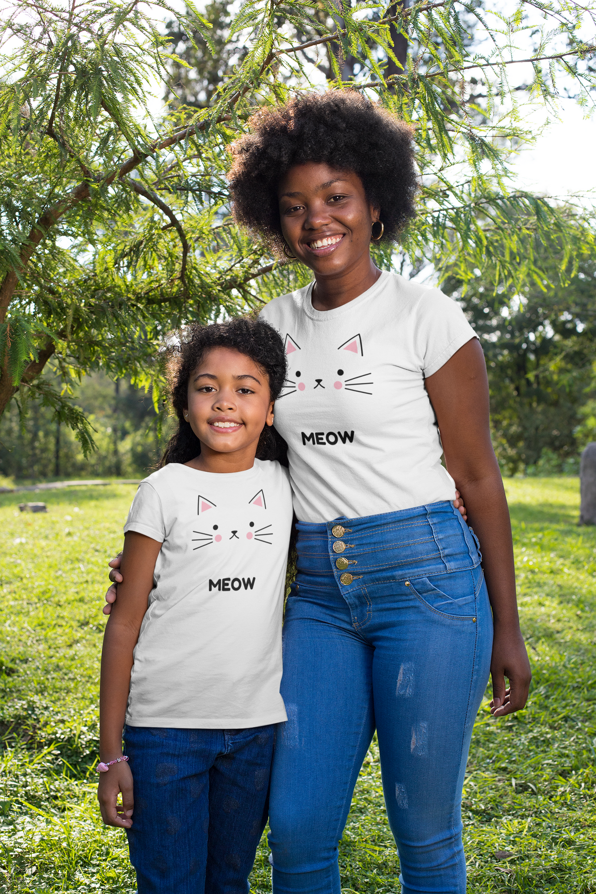 matching cat meow t-shirt